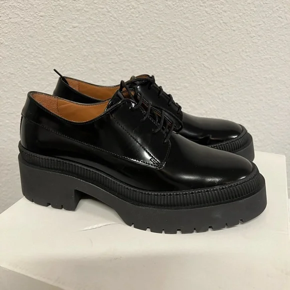 NIB Other Stories Shoes US 7 Black laced platform sandals loafers - Picture 2 of 5